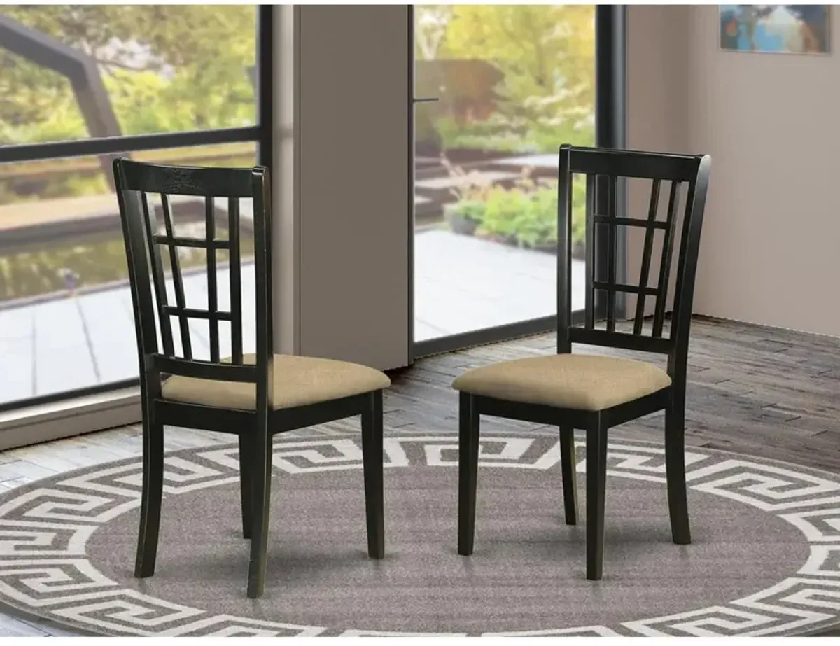 East West Furniture NIC-BLK-C Nicoli Kitchen Chair with Linen Fabric Seat