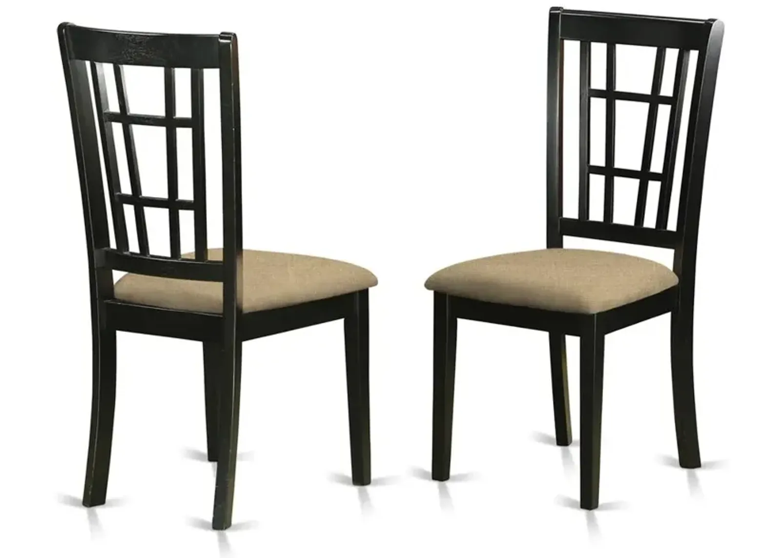 East West Furniture NIC-BLK-C Nicoli Kitchen Chair with Linen Fabric Seat