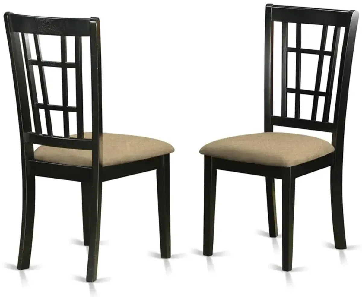 East West Furniture NIC-BLK-C Nicoli Kitchen Chair with Linen Fabric Seat