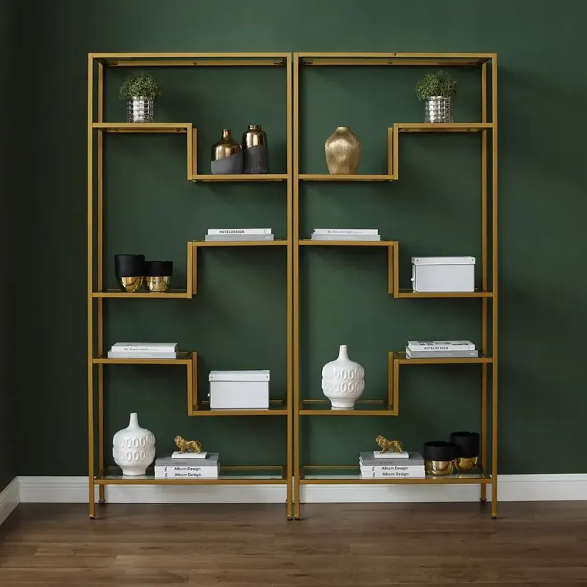 Sloane 2Pc Etagere Set Gold - 2 Etageres