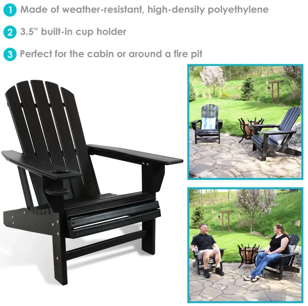 Sunnydaze Lake Style Adirondack Chair with Cup Holder