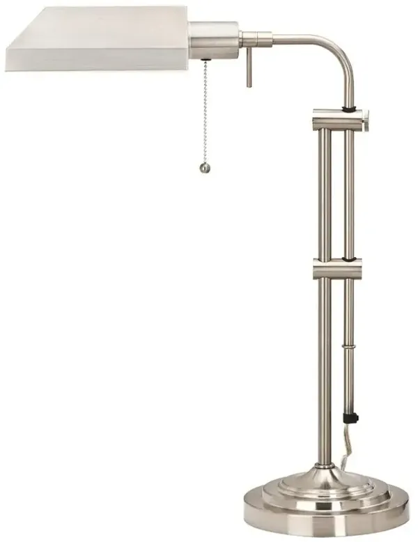 Hivvago 26" Nickel Metal Adjustable Table Lamp With Nickel Rectangular Shade