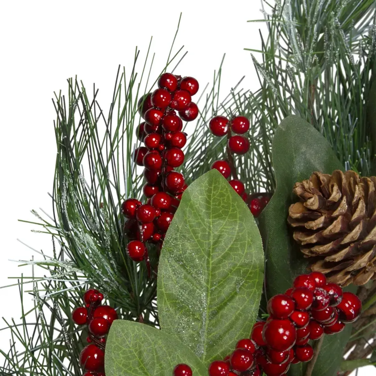 Leaves  Berry and Pine Needle Artificial Christmas Wreath - 24-Inch  Unlit