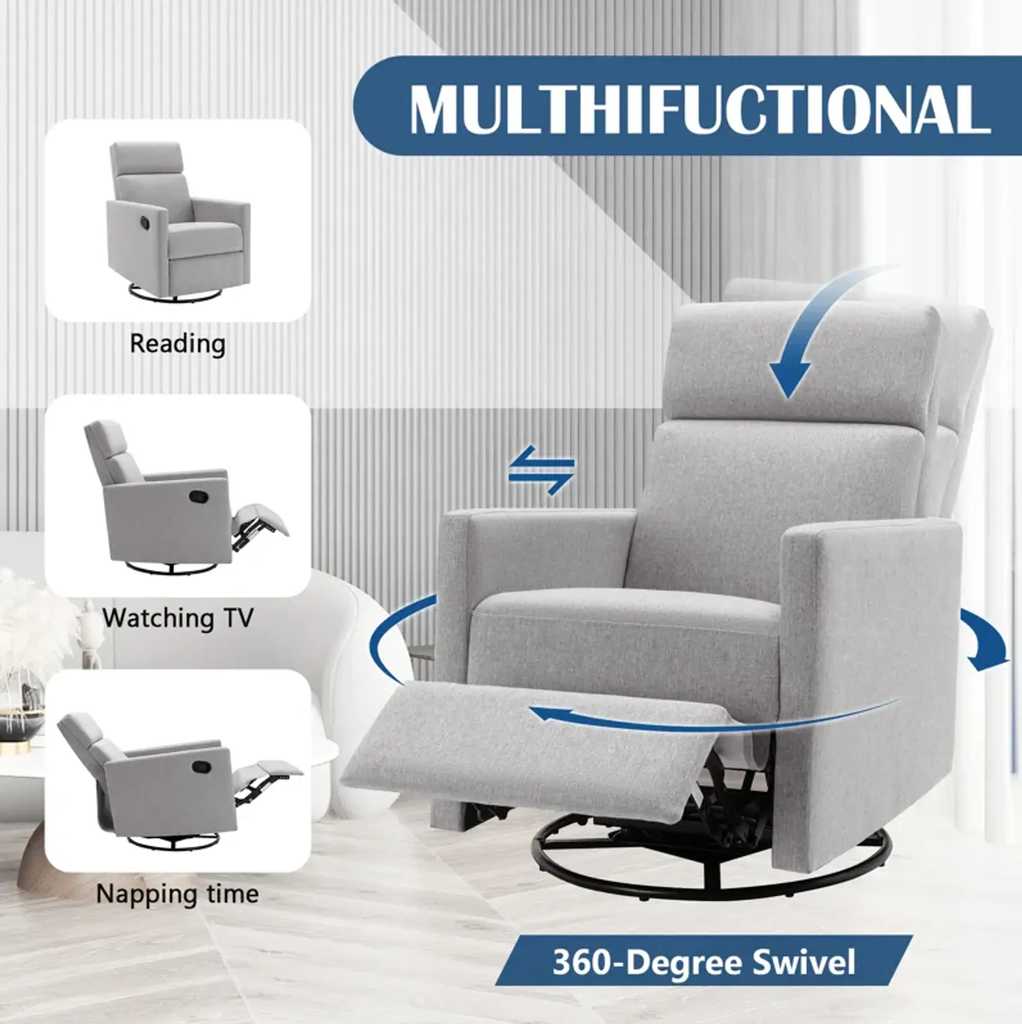 Merax Modern Upholstered Rocker Nursery Chair Mathis Home | Furniture.com