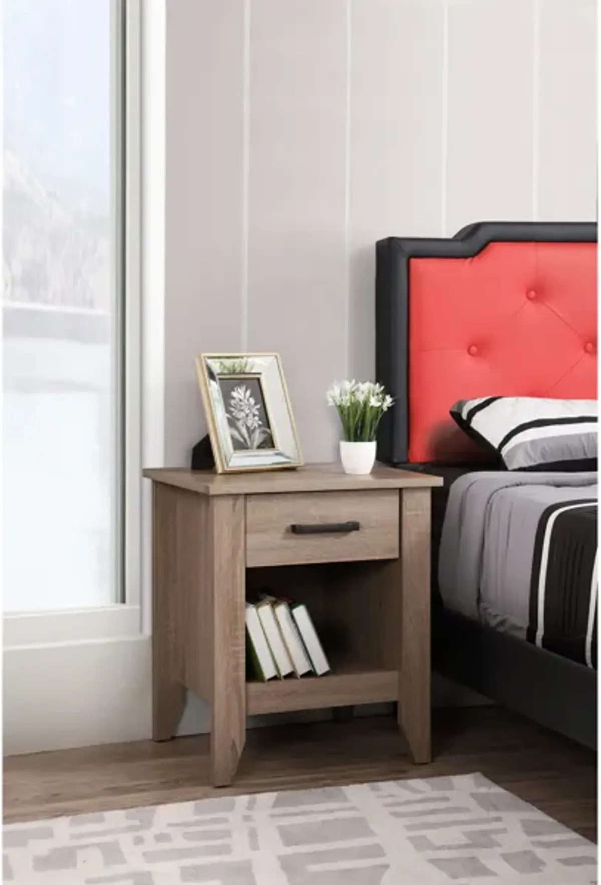 Lennox 1-Drawer Nightstand (24 in. H x 18 in. W x 21 in. D)