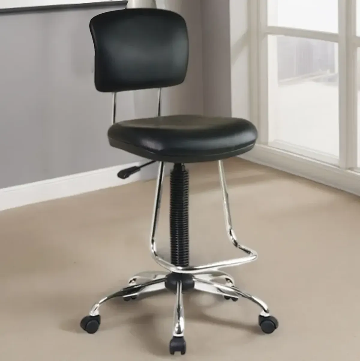 Hivvago Chrome Finish Drafting Chair with Teardrop Chrome Footrest