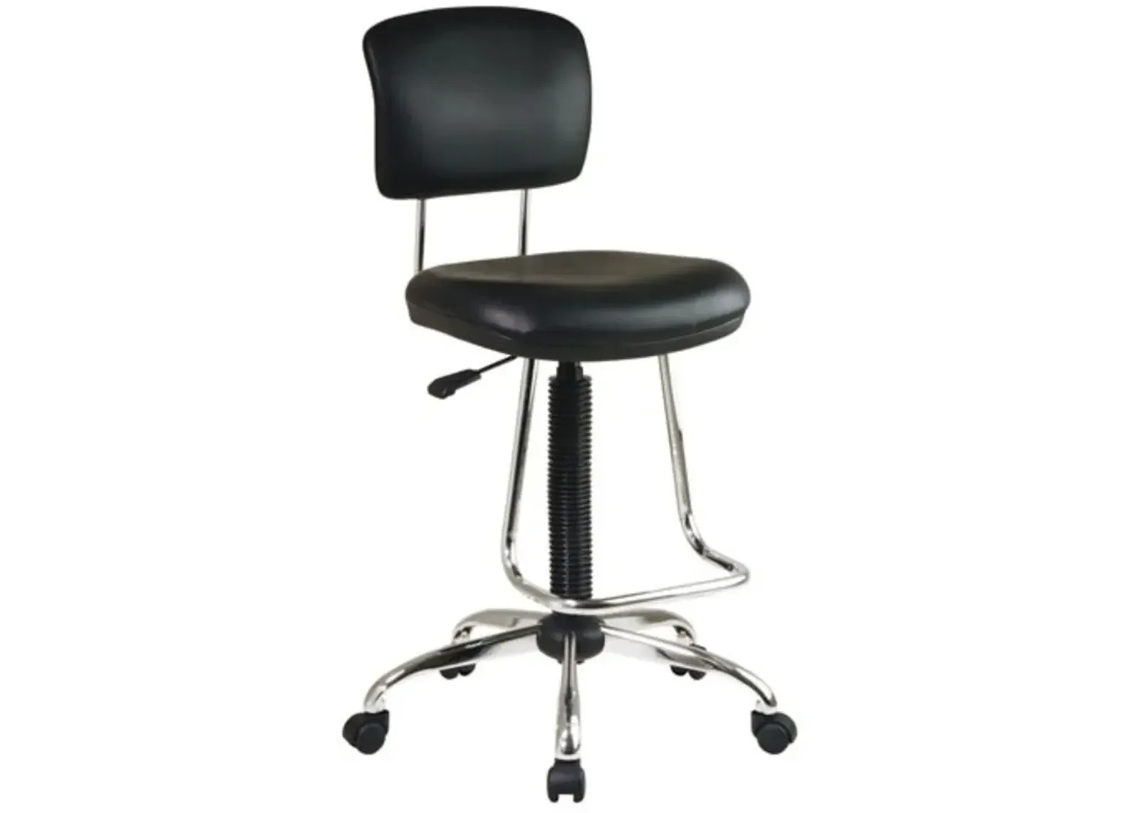 Hivvago Chrome Finish Drafting Chair with Teardrop Chrome Footrest