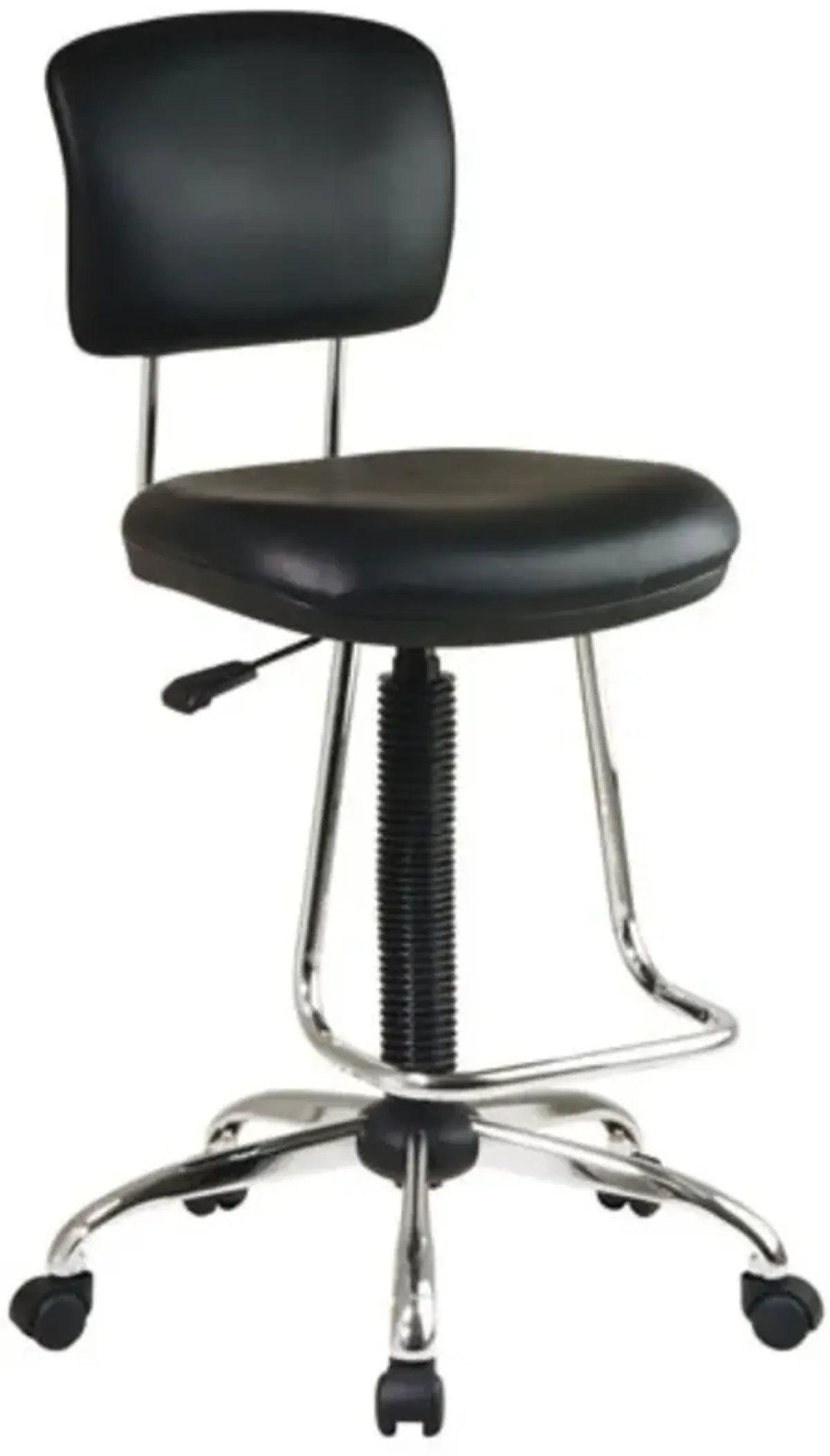 Hivvago Chrome Finish Drafting Chair with Teardrop Chrome Footrest