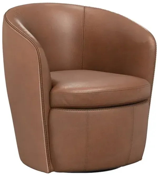 Parker Living Vintage Whiskey 100% Italian Leather Swivel Club Chair Two Pack