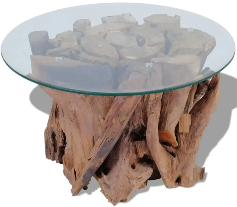 vidaXL Coffee Table Solid Teak Driftwood 23.6"