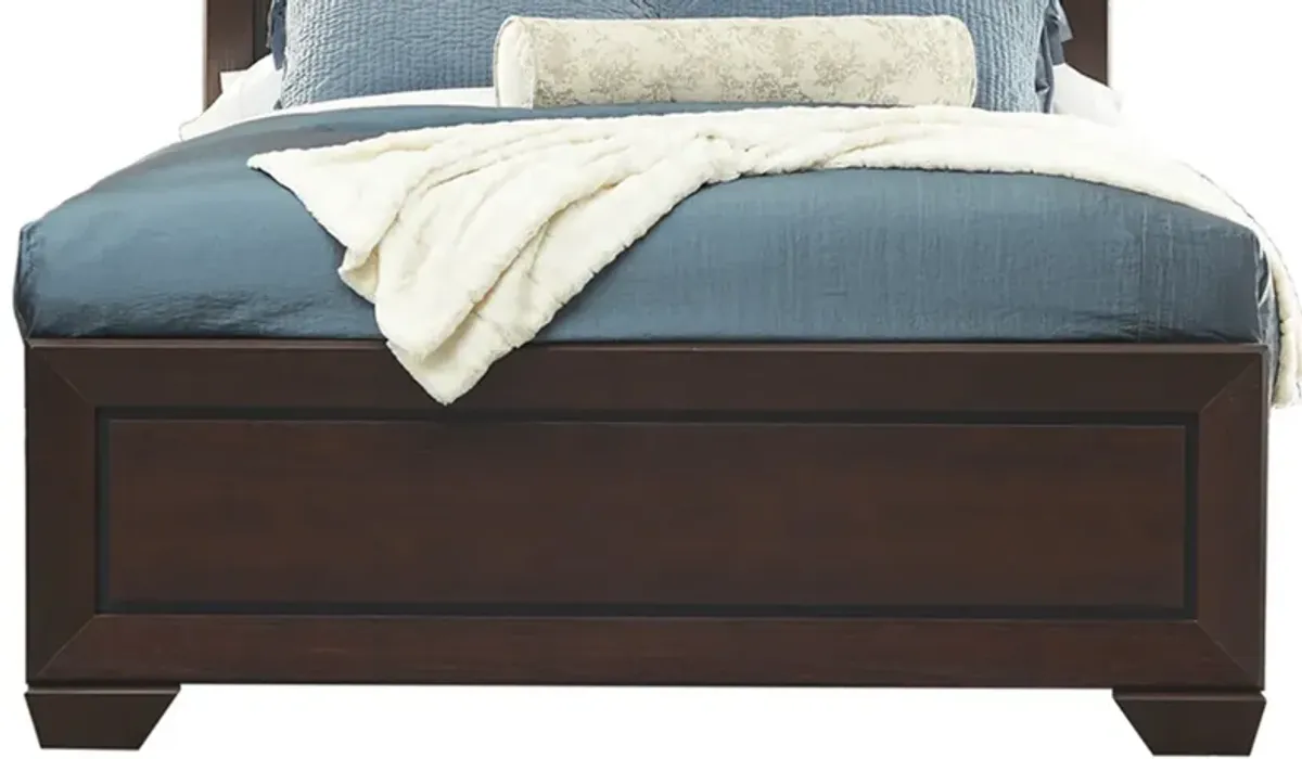 Queen Size Bed with Panel Headboard and Footboard, Cocoa Brown-Benzara