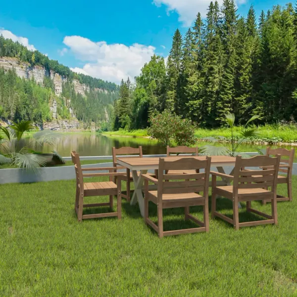 Streamdale Teak Patio Dining Chairs with Arms, Set of 2