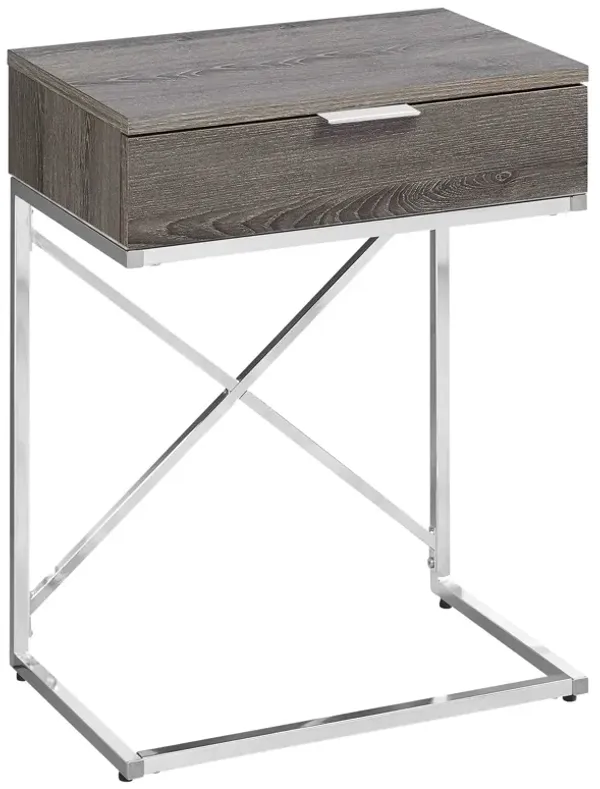 Versatile Wood and Metal End Table – Sturdy Accent Table with Drawer for Living Room