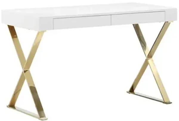 Pangea Home Gold Alexa Desk White & Gold Combo