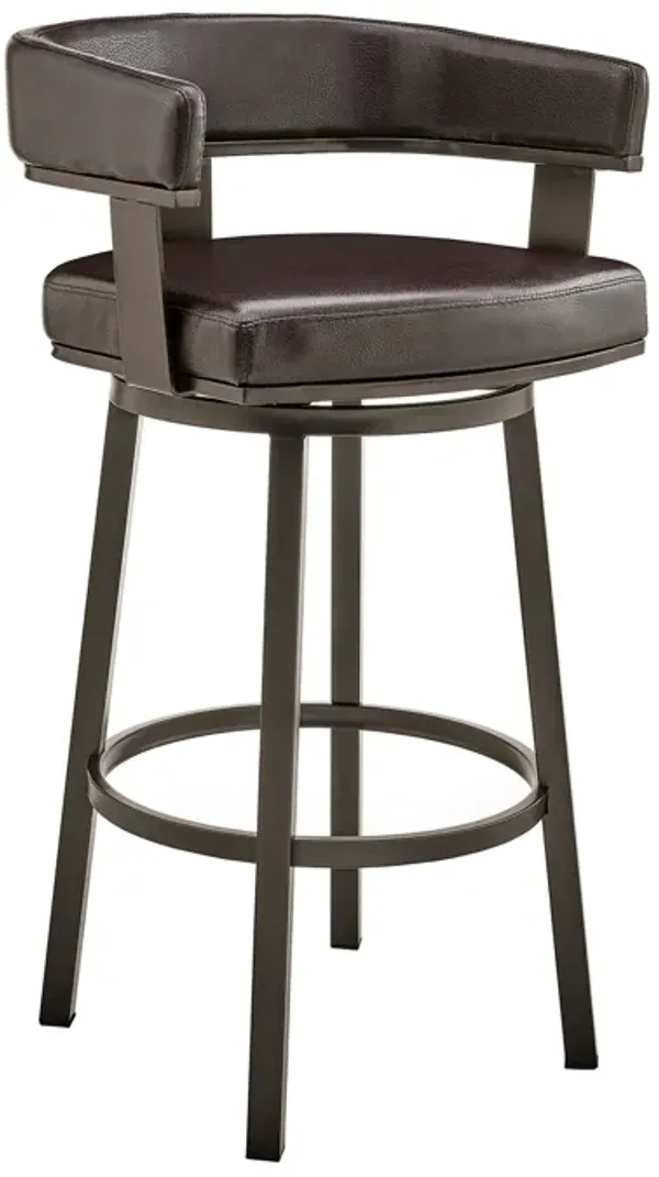 Cohen Bar Height Swivel Bar Stool in Silver Finish with White Faux Leather