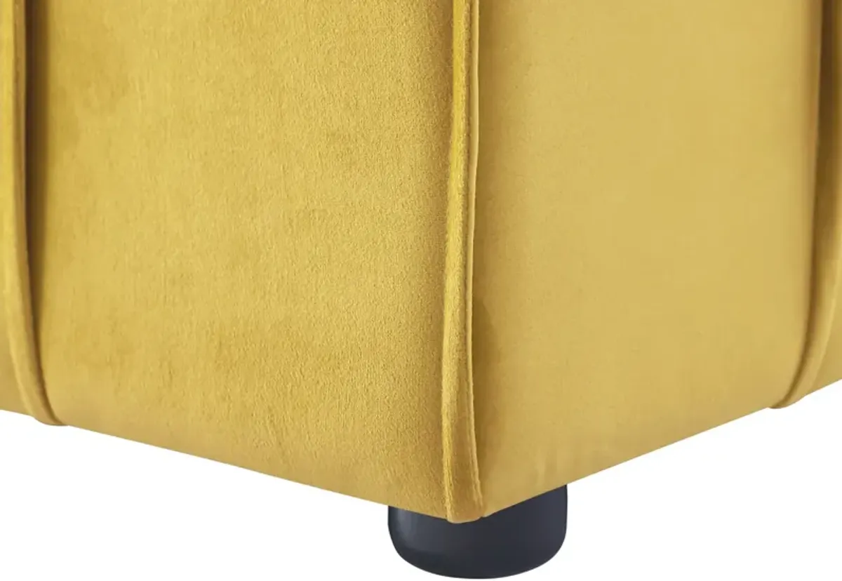 Hivvago 22" Yellow Velvet And Black Cube Ottoman