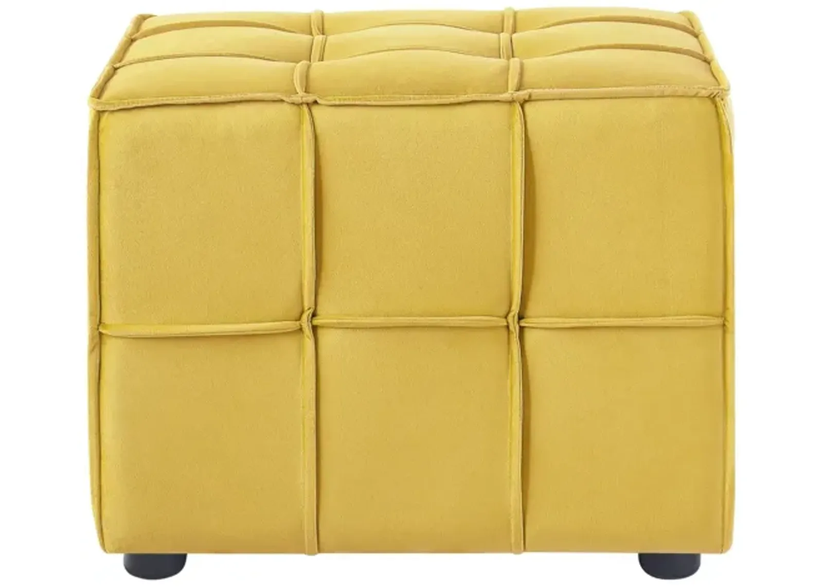 Hivvago 22" Yellow Velvet And Black Cube Ottoman