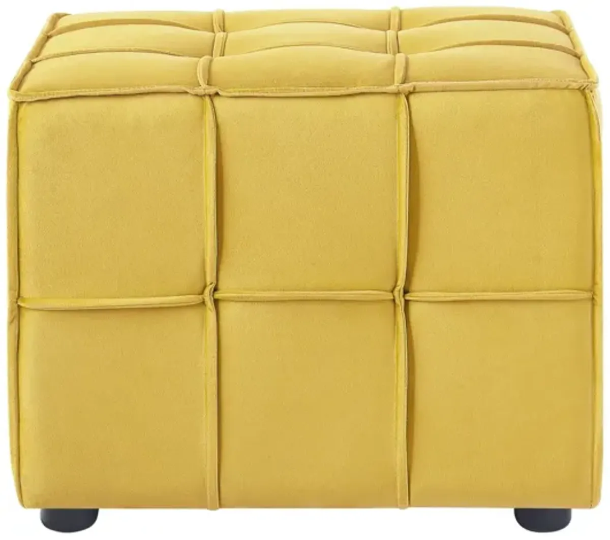 Hivvago 22" Yellow Velvet And Black Cube Ottoman