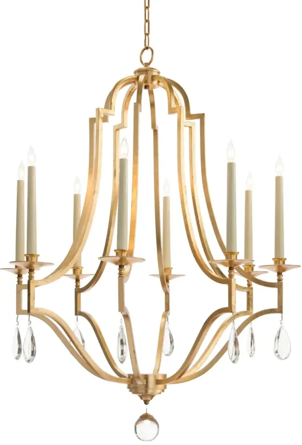 Gold-Leaf And Crystal Chandelier