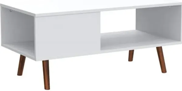 Sleek Mid-Century Coffee Table with Storage Shelf – Perfect for Living Room Organization