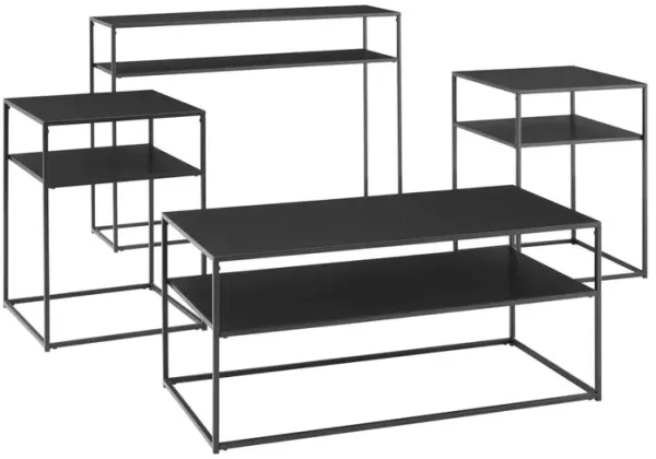 Braxton 4Pc Coffee Table Set Matte Black - Coffee Table, Console Table, & 2 End Tables