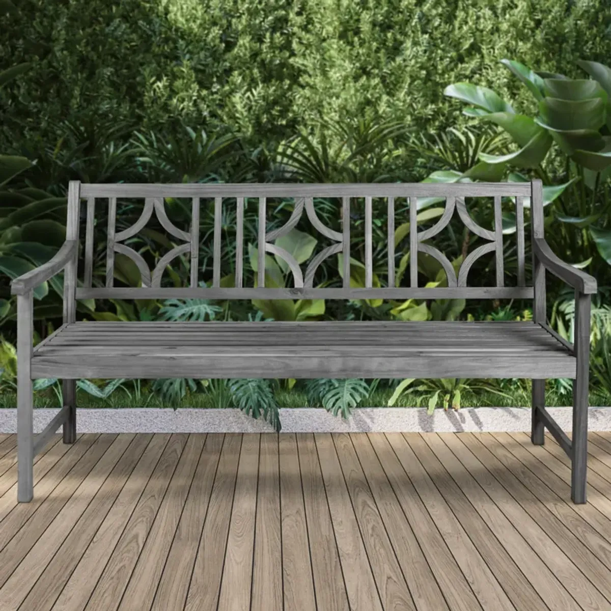 Sloane Ogee Diamond Back Acacia Wood Outdoor Garden Patio Bench