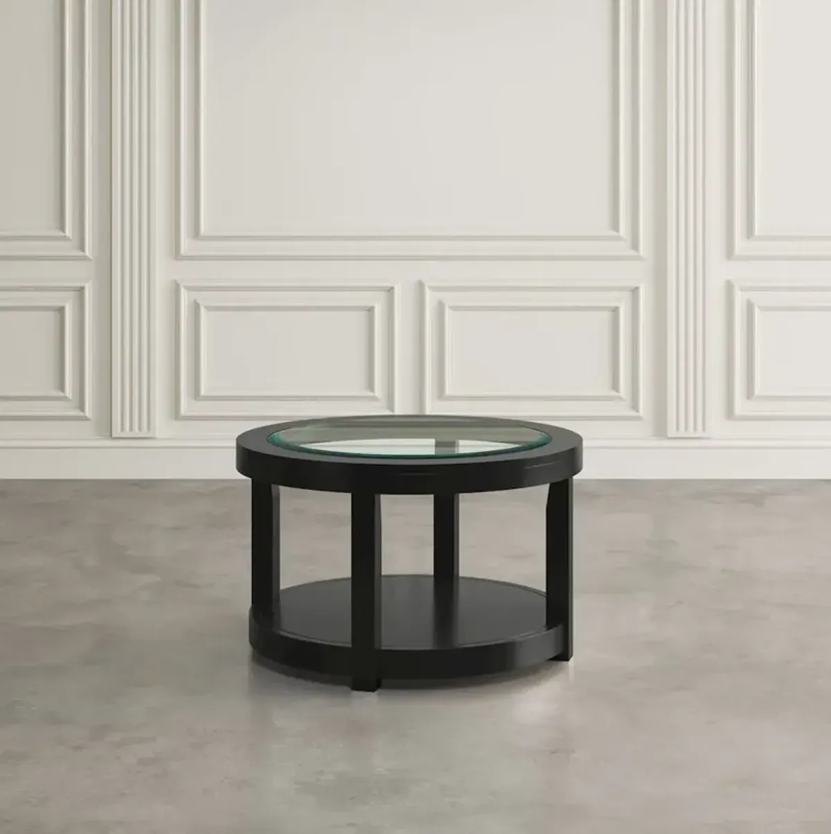 Jofran Urban Icon Contemporary Round Glass Inlay Coffee Table