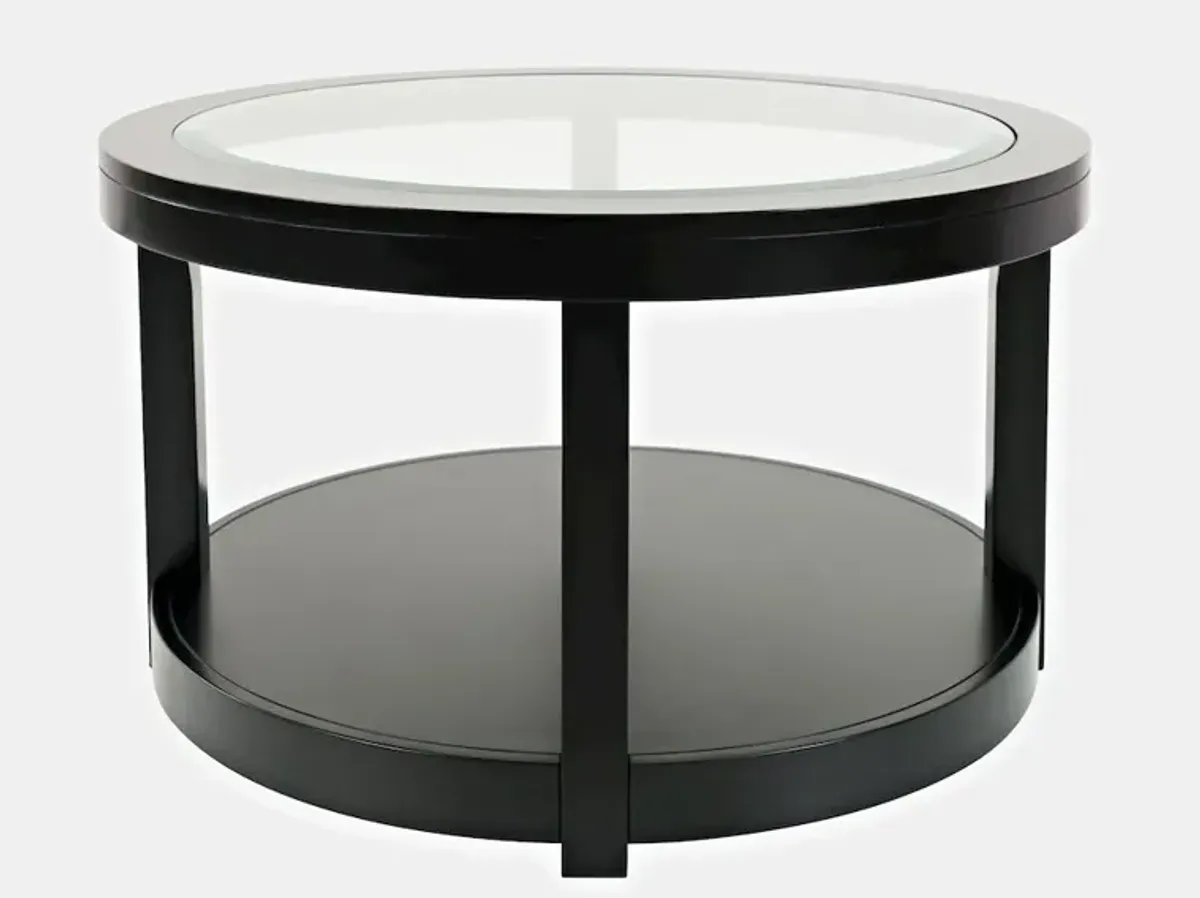 Jofran Urban Icon Contemporary Round Glass Inlay Coffee Table