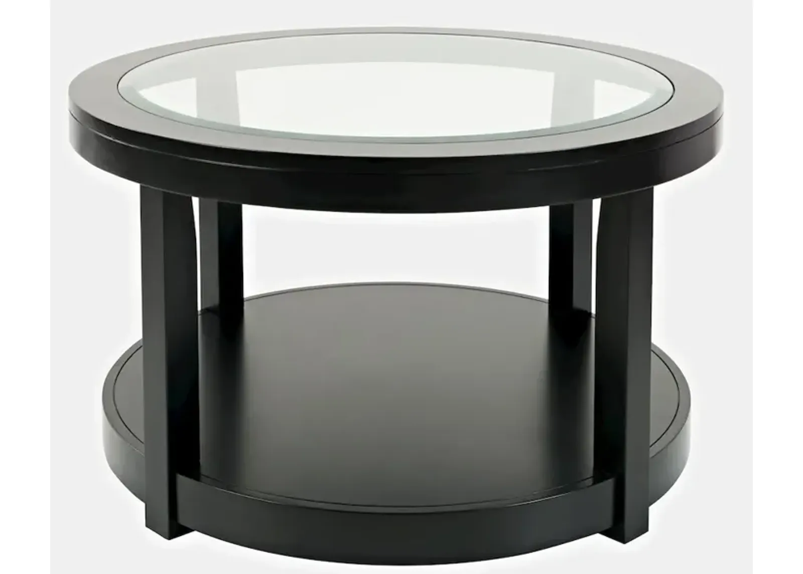 Jofran Urban Icon Contemporary Round Glass Inlay Coffee Table