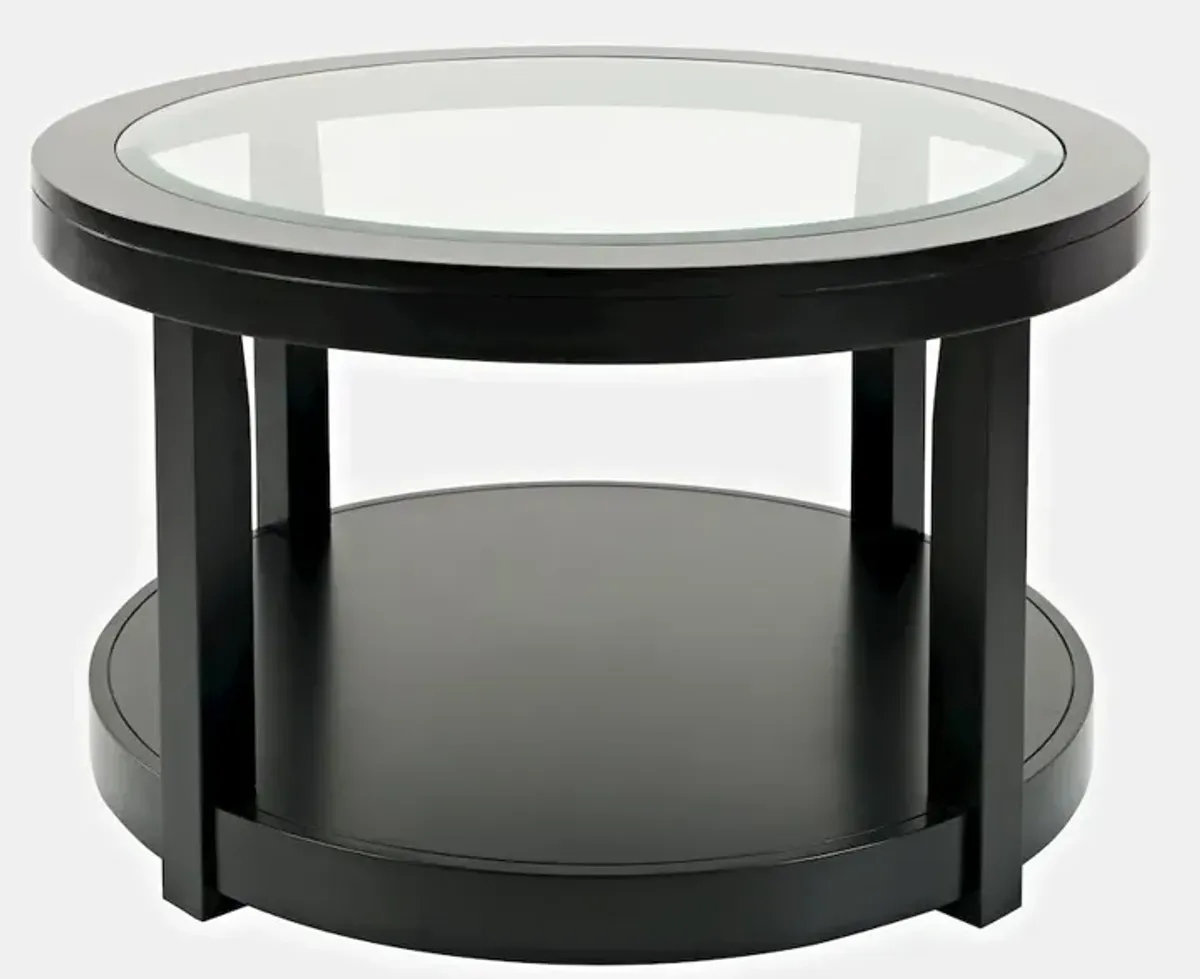 Jofran Urban Icon Contemporary Round Glass Inlay Coffee Table