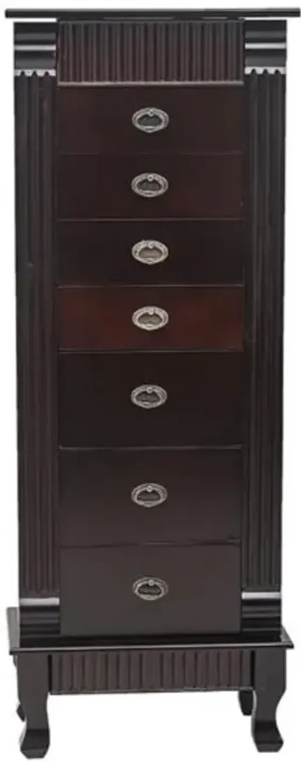 Standing Jewelry Armoire Cabinet with Makeup Mirror, 7 Drawers, 2 Swing Doors & 16 Necklace Hooks