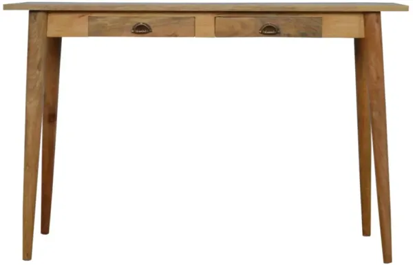 Solid Wood Nordic Style Writing Desk with 2 Drawers