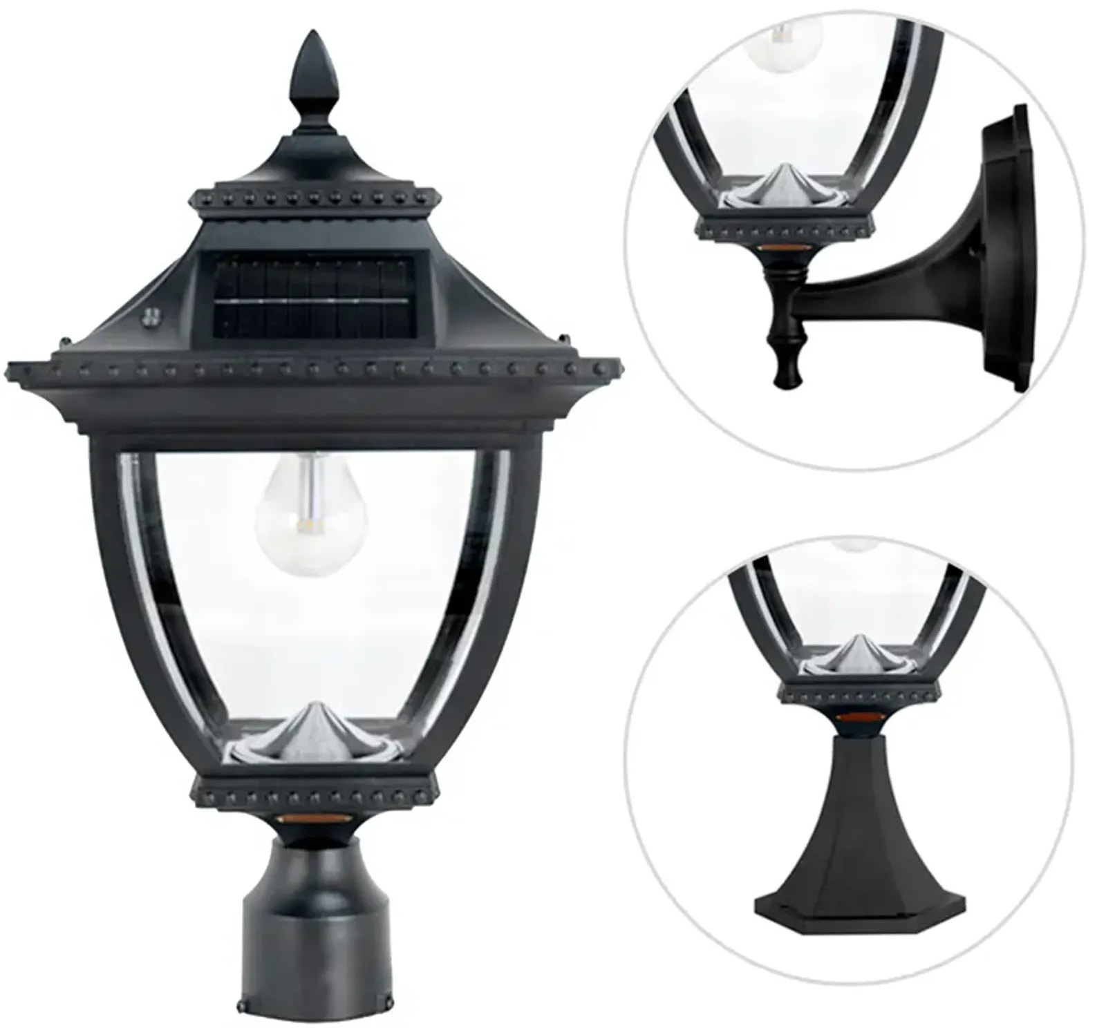 Pagoda Bulb Solar Lamp - Wall/Pier/3" Fitter Mount