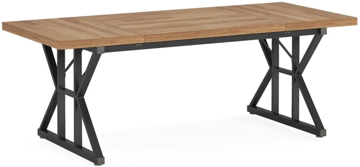 Tribesigns 70.86-Inch Large Executive Desk, Industrial Home Office Computer Desk, Simple Long Writing Study Table Business Furniture (Light Brown/Black)
