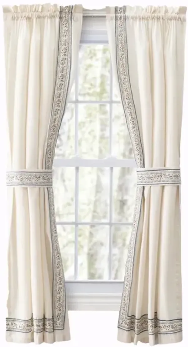 Ellis Curtain Richmark Tailored Rod Pocket Design Curtain Panel Pair for Windows with Ties 70" x 54" Natural