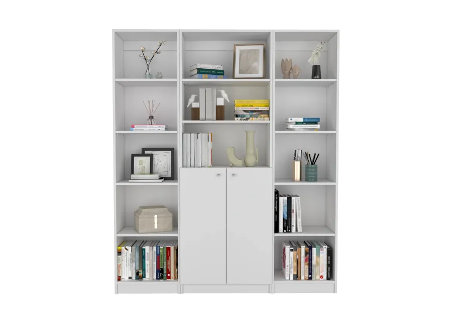 Aberdeen 3 Piece Living Room Set with 3 Bookcases, White