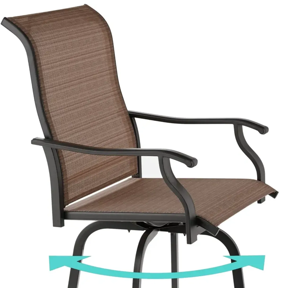 Hivvago Set of 2 Brown All-Weather Mesh Swivel Barstools