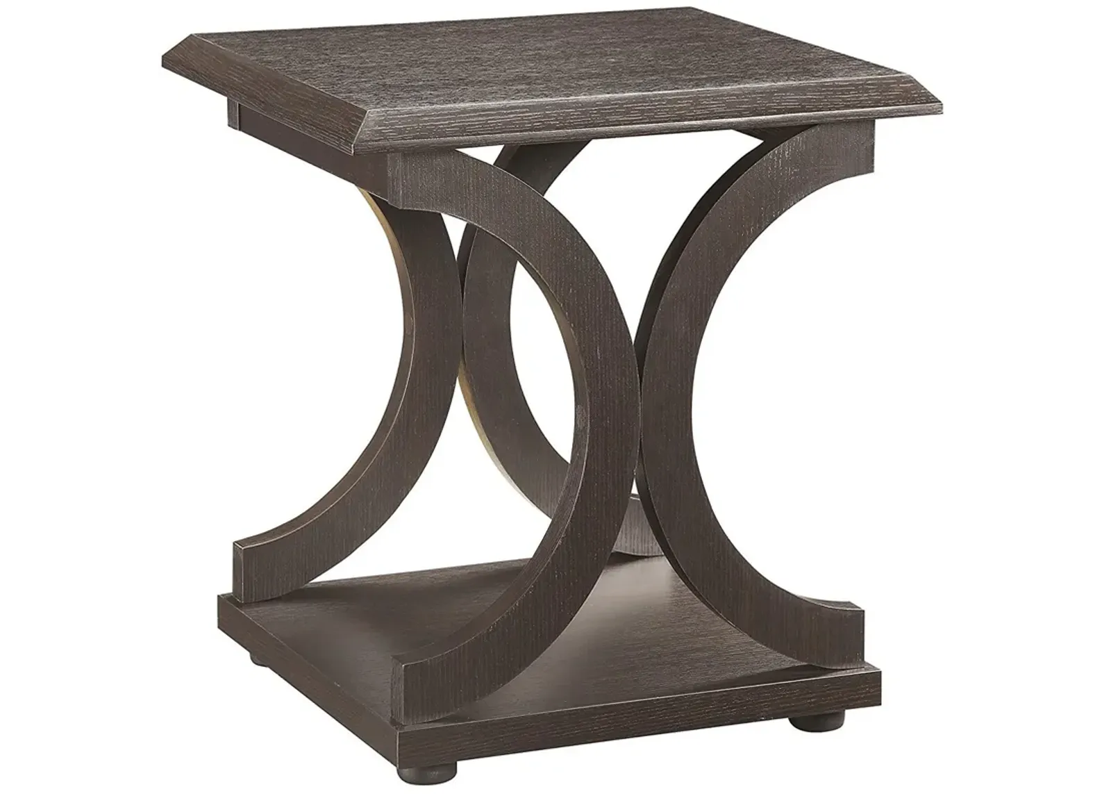 Contemporary Style C Shaped End Table With Open Shelf & Tabletop, Espresso Brown-Benzara