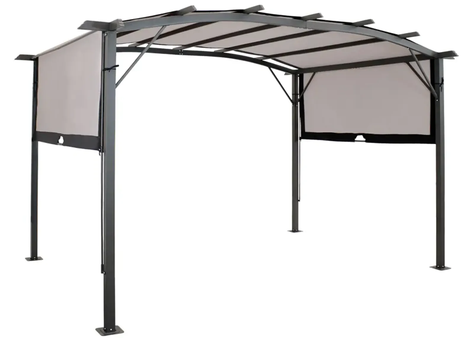 Sunnydaze 9 ft x 12 ft Metal Arched Pergola with Retractable Canopy