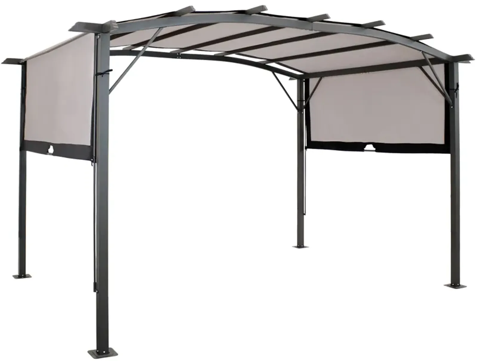 Sunnydaze 9 ft x 12 ft Metal Arched Pergola with Retractable Canopy