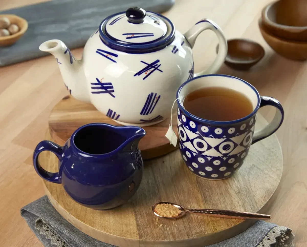 Blue Rose Polish Pottery Winter Nights Medium Teapot