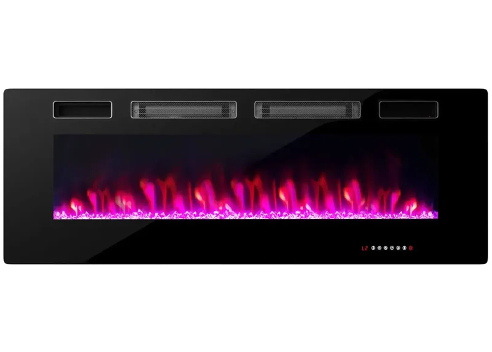 Ultra-Thin Electric Fireplace with Decorative Crystal Display