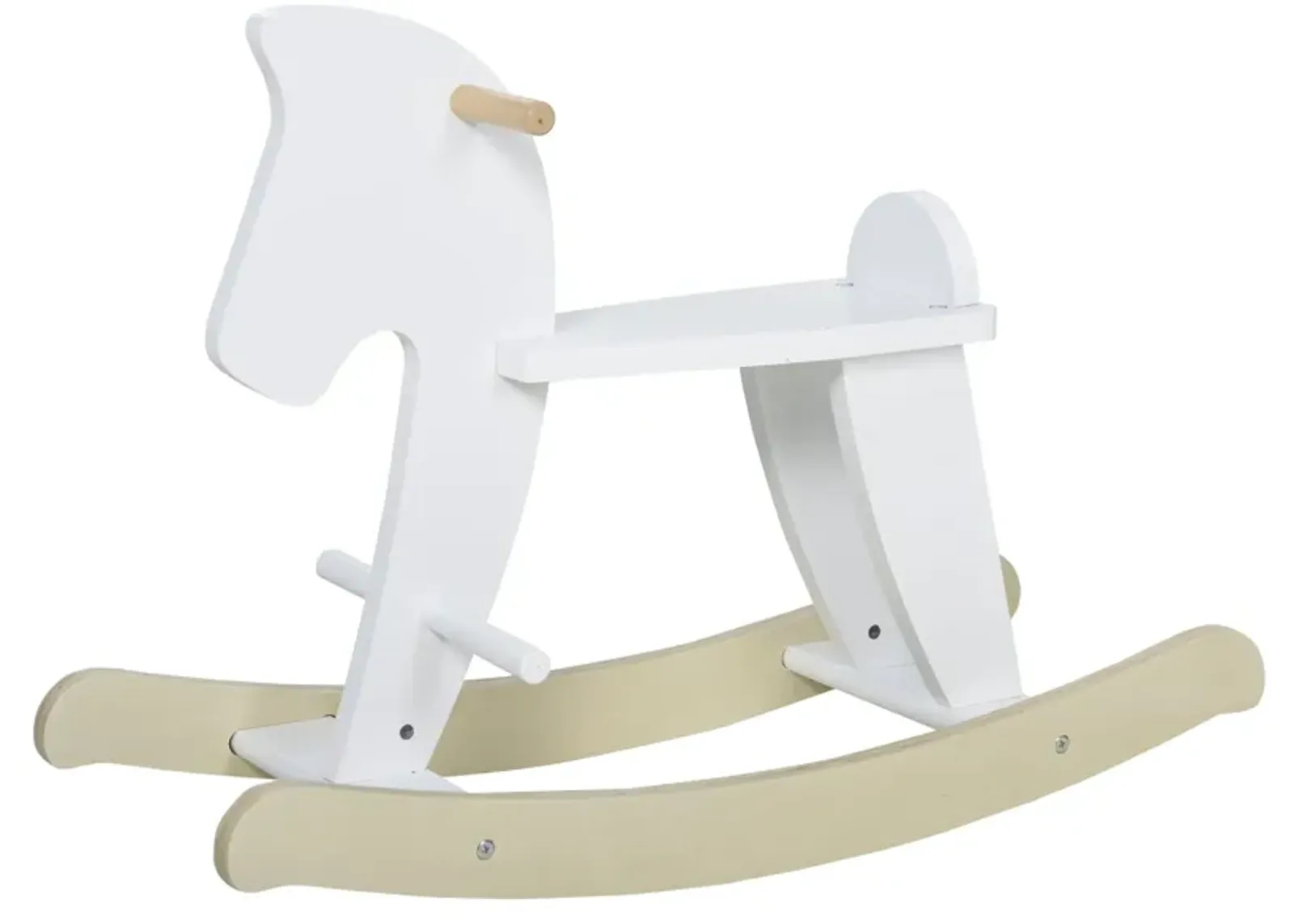 White Classic Toy: Traditional Wooden Rocking Horse for 3-6 Years