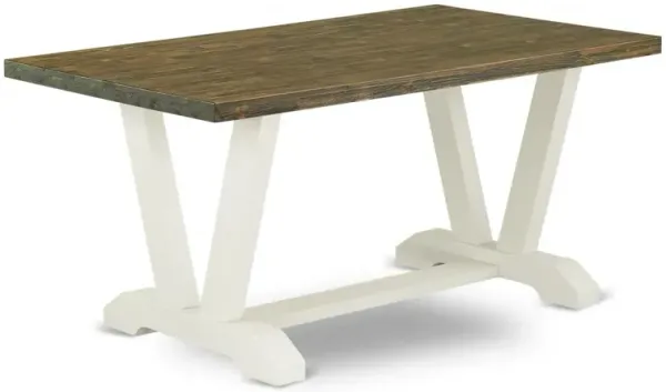 East West Furniture V076EN206-5 5-Piece Modern Kitchen Table Set an Outstanding Distressed Jacobean Wood Dining Table Top and 4 Attractive Linen Fabric Padded Parson Chairs with Nail Heads and Stylish