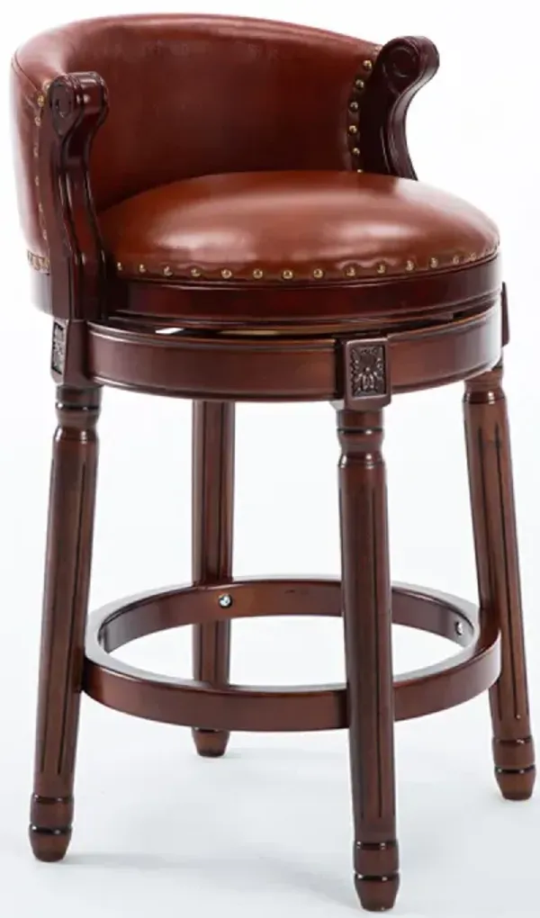 360 Swivel Bar Stool, 26" Seat Height, Cow Leather, Brown