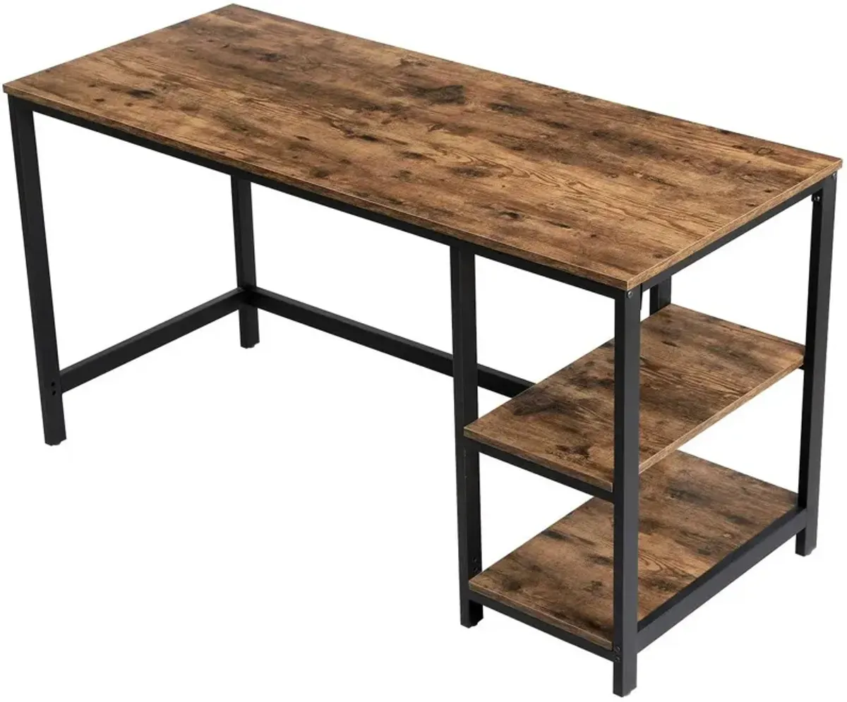 Hivvago 55 Inch Industrial Wood Metal Computer Writing Desk Left or Right Facing