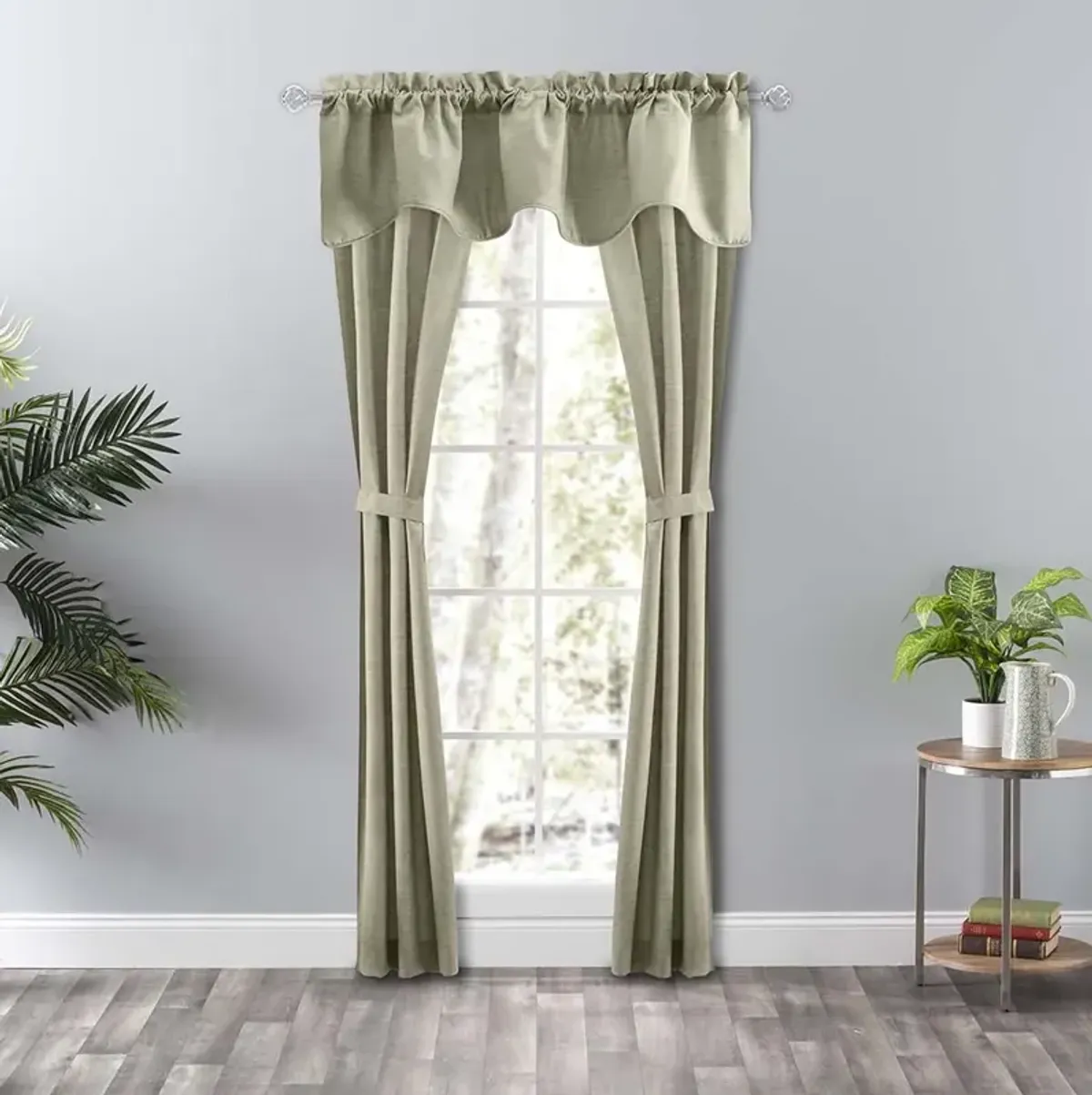 Ellis Curtain Lisa Solid Color Poly Cotton Duck Fabric Lined Scallop Valance