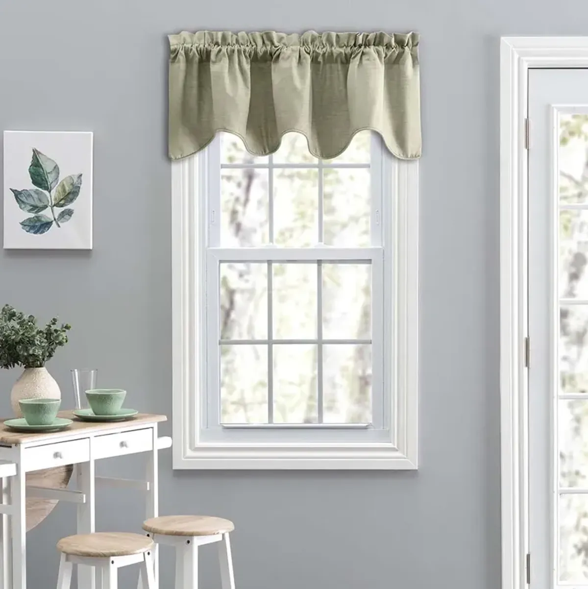 Ellis Curtain Lisa Solid Color Poly Cotton Duck Fabric Lined Scallop Valance