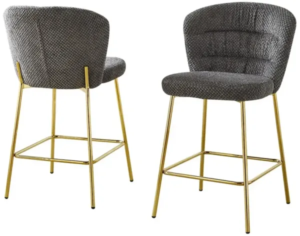 Best Quality Furniture Dark Gray With Gold Base Counter-Height Chair, Set Of 2