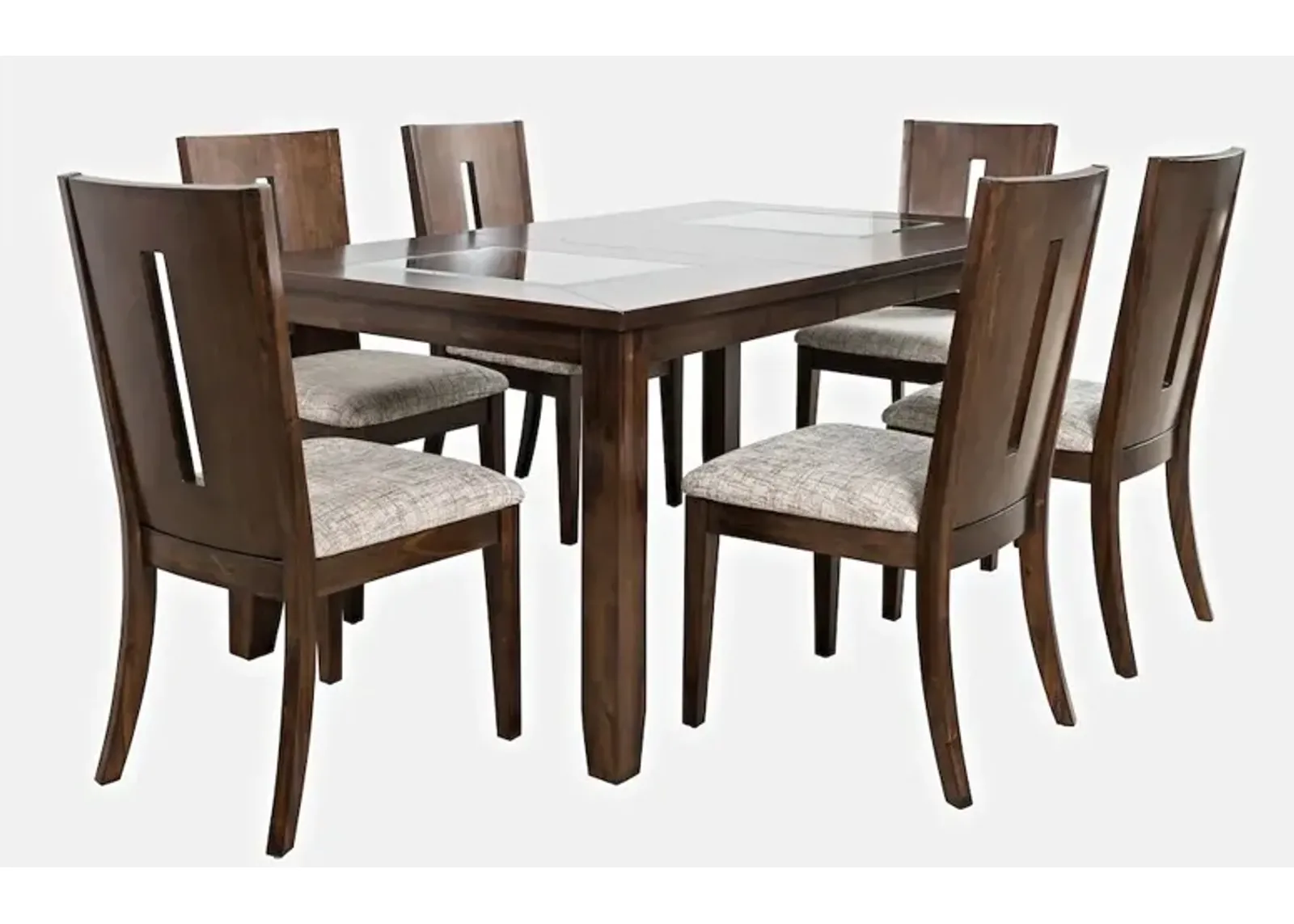 Jofran Urban Icon Contemporary 66 Seven-Piece Dining Set with Upholstered Chairs